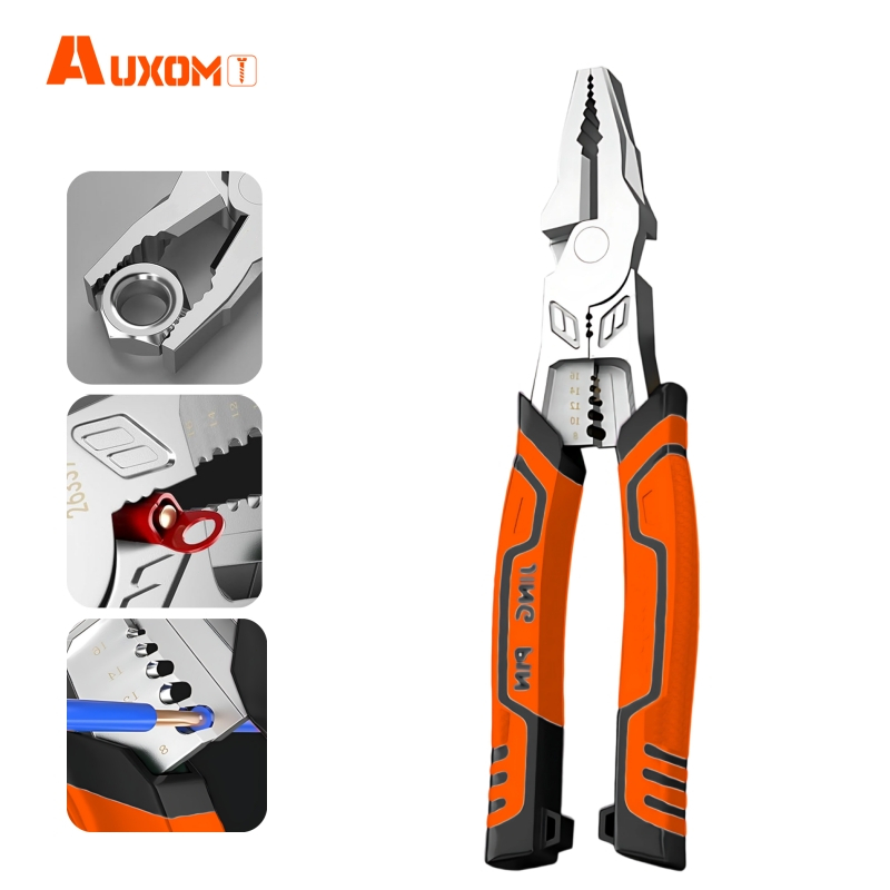 AUXOM Alicate Eletricista Profissional Multifuncional alicate de corte 9"  - Corta Fio, Crimpador e Descascador de Fios em Oferta na Shopee
