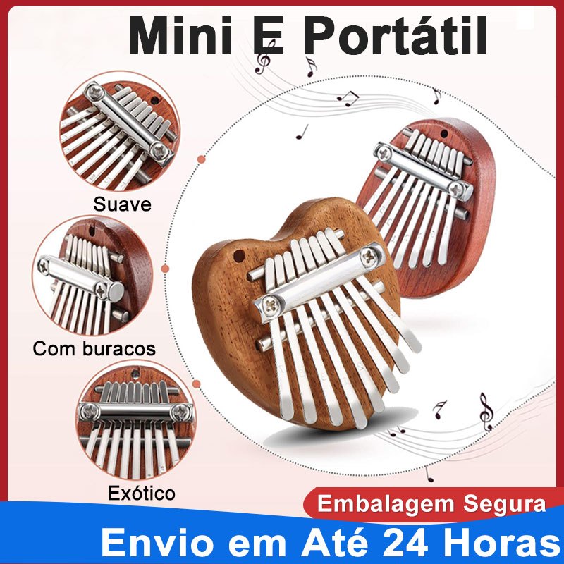 Novo Kalimba Mini Piano de Polegar com 8 Teclas, Instrumento Musical Acústico de Madeira de Sapele