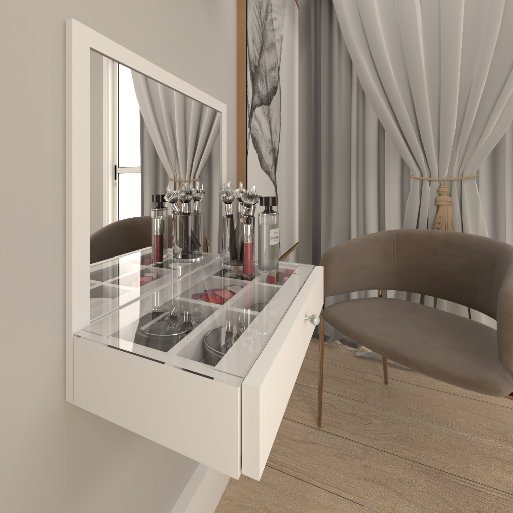 Penteadeira Suspensa Sophia 100% MDF com Gaveta e Vidro