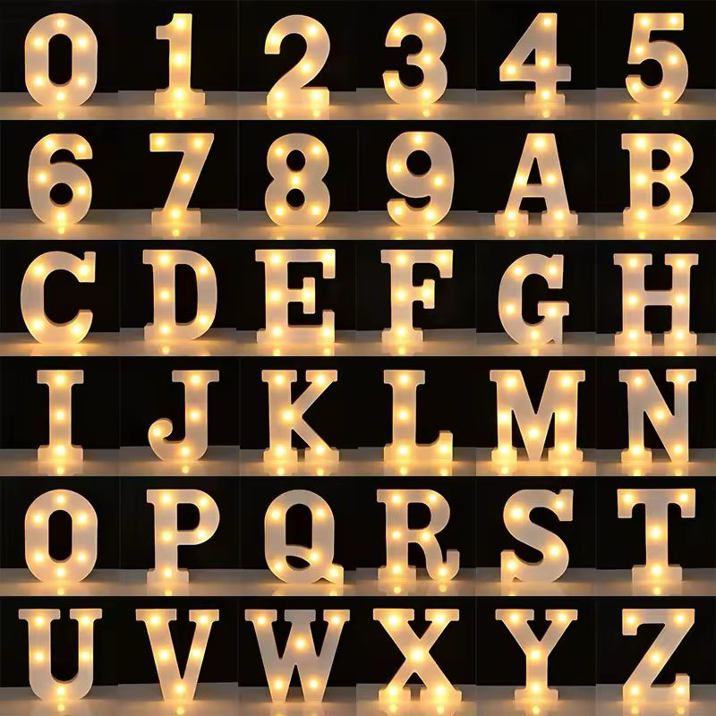Letra e Numero Led Luminária 3D + Pilha Grátis Decorativa 16CM A-Z e 0-9