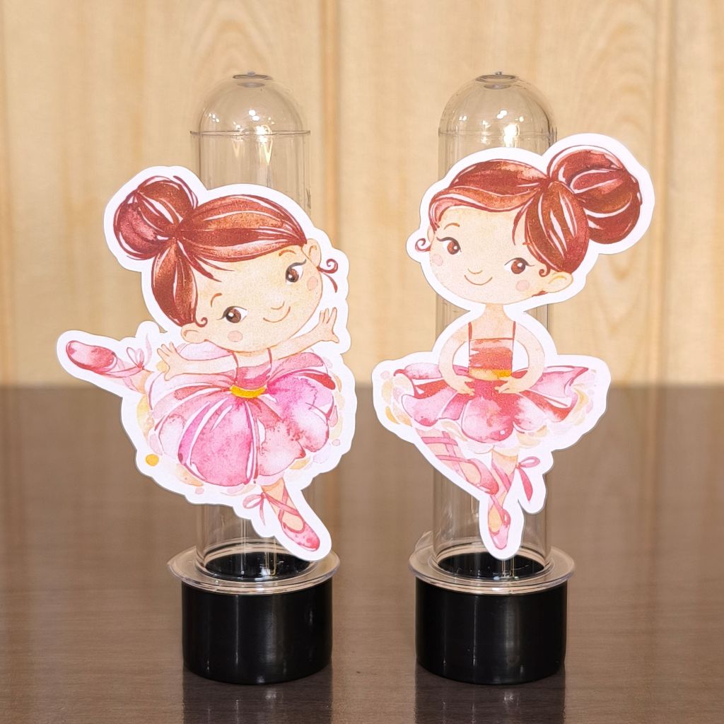 BAILARINA Aplique para Tubete de 13CM Festa Aniversário Infantil – Kit Tag 10 a 60 Unidades