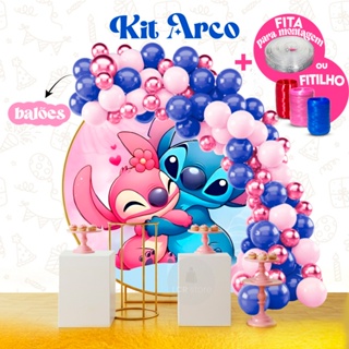 Kit 125 Balões Stitch & Angel + Fita Arco ou Fitilho Kit de Balões para Festa Bexigas Lisa e Cromado em Oferta na Shopee