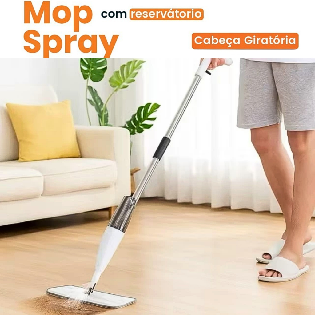 Rodo Mop Spray Com Refil Microfibra P/ Limpeza c/ Reservatório de Líquido - Removedor de Sujeira