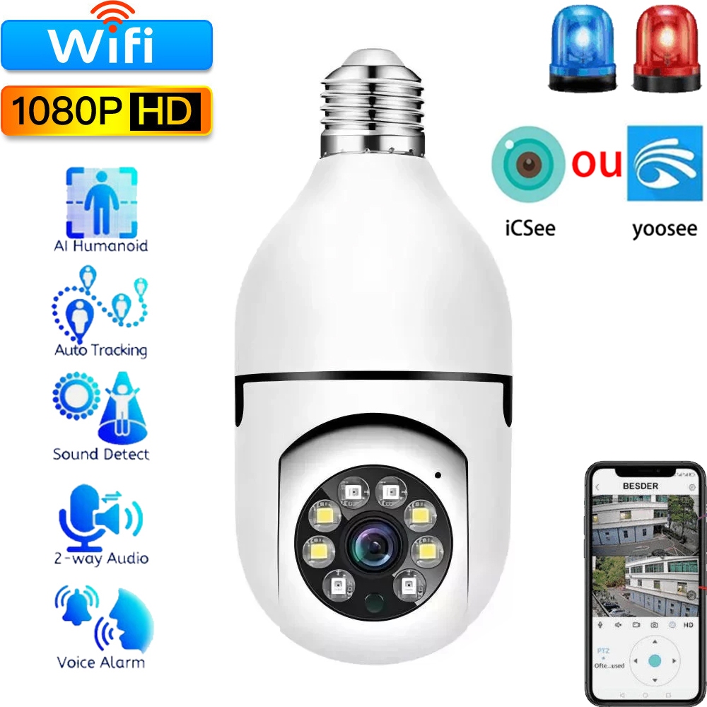 Wifi Câmera iCSee OU yoosee De Segurança Visão Noturna Sensor De Movimento Ip Sirene Monitoramento