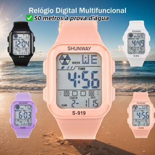Relogio Feminino Digital LED à Prova D'água 50m Alarme Cronômetro Calendário Autonomia De Até 4 Anos em Oferta na Shopee