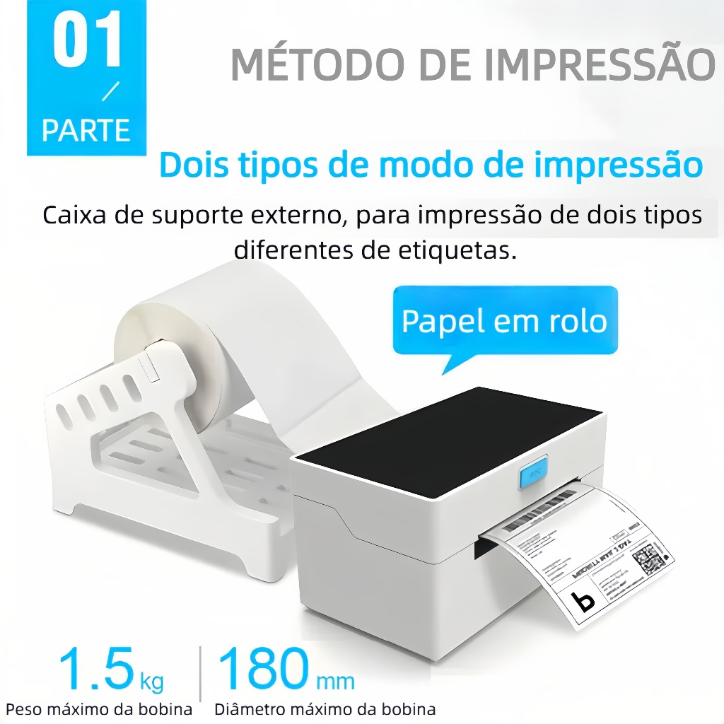 Impressora De Etiqueta Termica com suporte Portatil  Branco Sem Ribbon 110mm Usb impressão rápida Alta definição em Oferta na Shopee