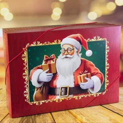 10 CAIXA PRESENTE NATAL M C/ ELÁSTICO 35X25X11 - 5738 (NATAL 2025 IDEIA) (CHOCO)
