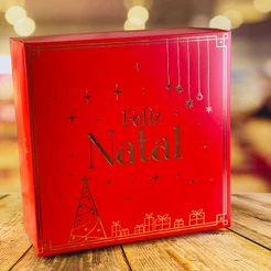 10 CAIXA PRESENTE NATAL M 26X26X12 5700 HOT STAMPING (NATAL 2025 IDEIA) (CHOCO)