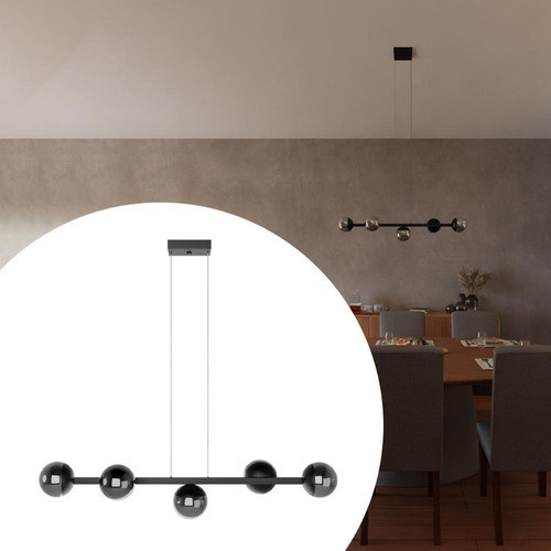 luminaria Pendente Lustre de Teto Jabuticaba 5 Globos Vidros 10cm Fume Âmbar ou Transparente casa sala cozinha quarto