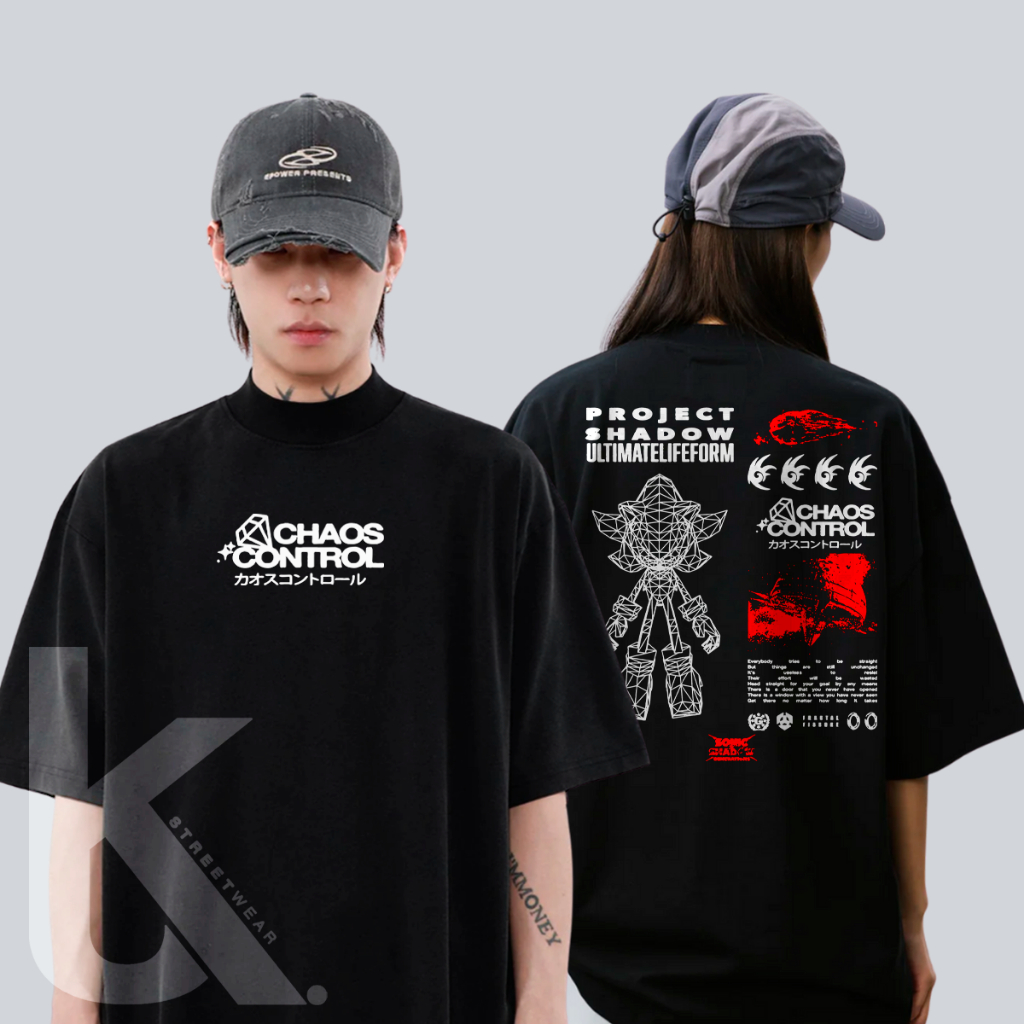 Camiseta Oversized Streetwear 100% Algodão Project Shadow Ultimatelifeform Chaos Control Sonic Tee Unissex Sega em Oferta na Shopee