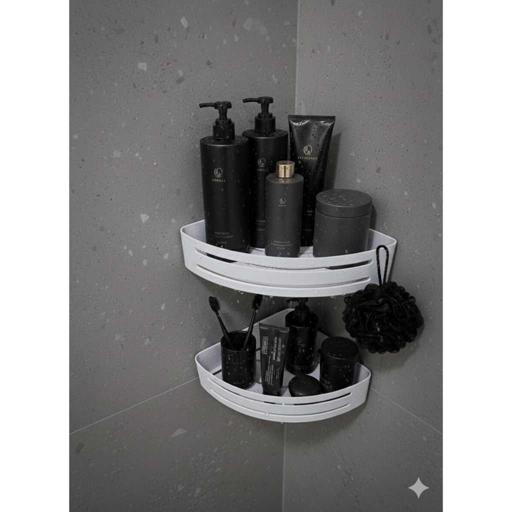 Kit 2 Suportes Porta Shampoo Para Banheiro De Canto C/ Adesivo em Oferta na Shopee