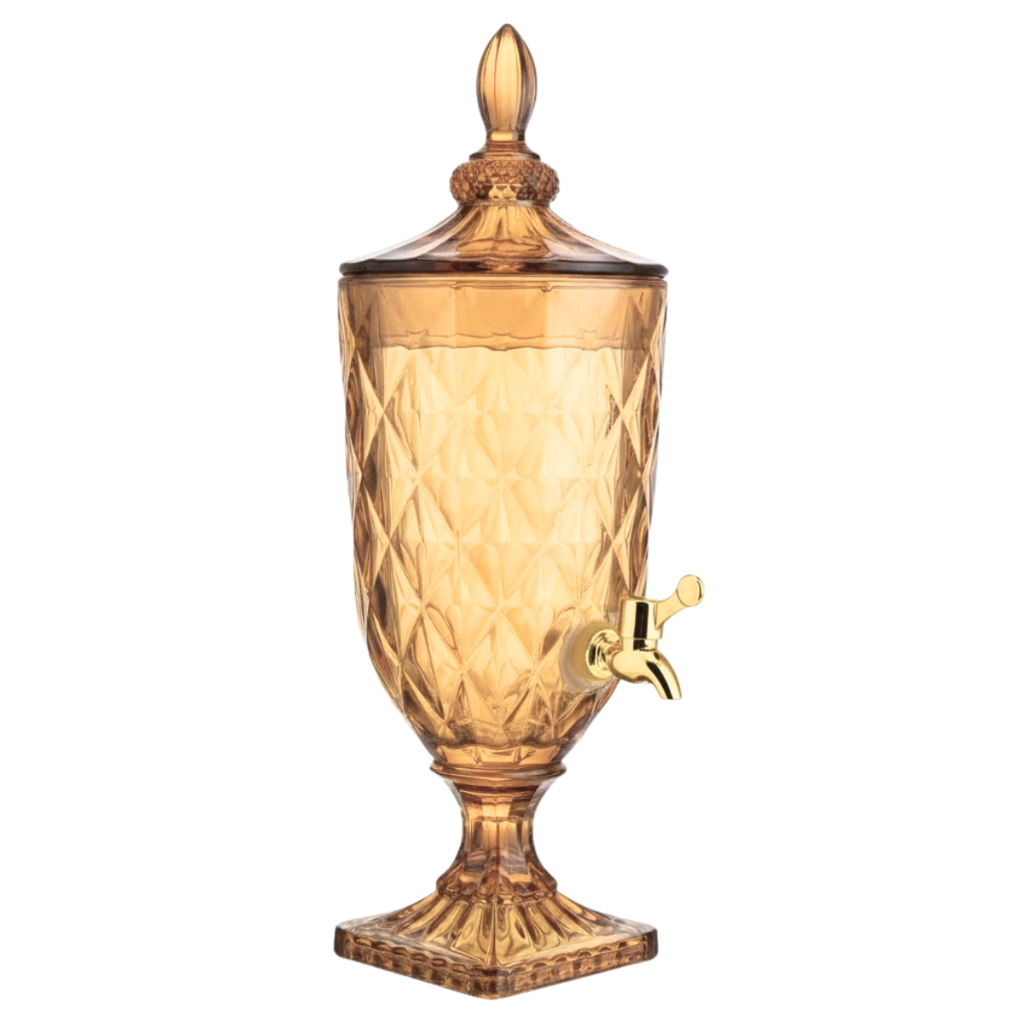 Suqueira Dispenser De Vidro Diamond 3,2l Com Torneira Suco Água Drink Buffet Restaurante Festa