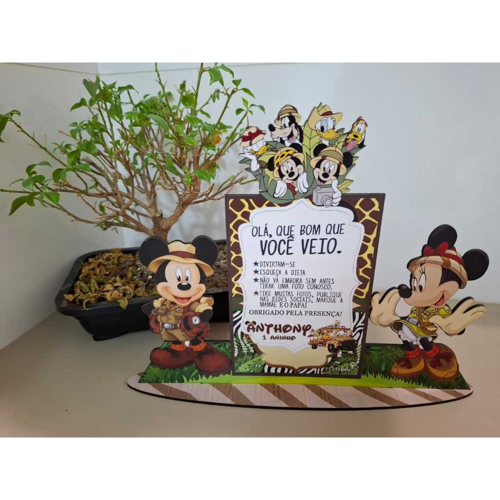 Lembrancinha Centro De Mesa Porta Retrato 10x15 Kit Com 10 Unidades Mickey Fazemos Todos Os Temas