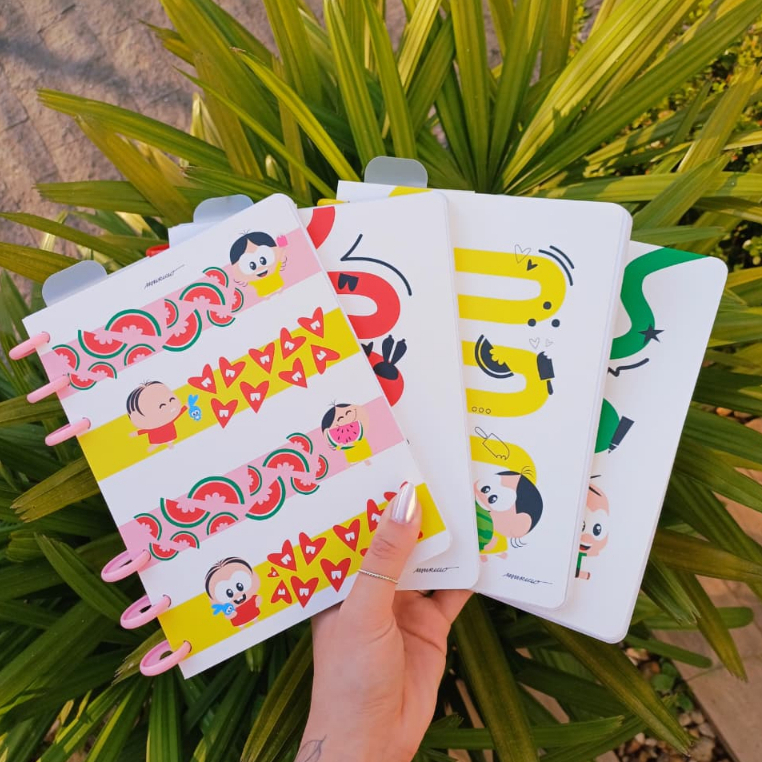 Caderno com Discos + Régua | Turma da Mônica | Capa Criativa com 80 Folhas