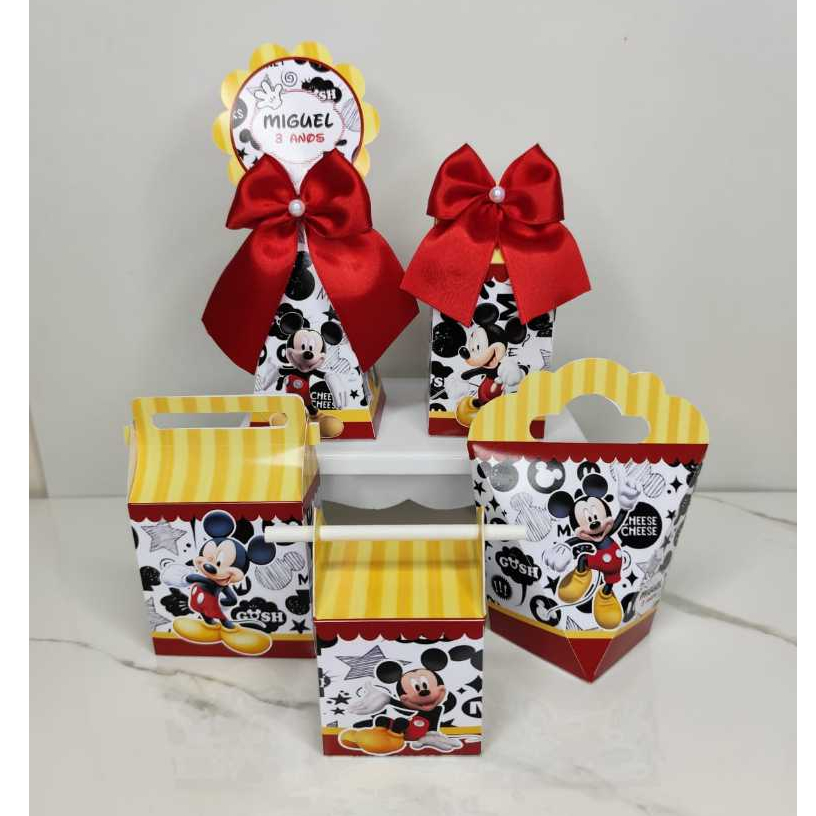 Kit Festa Personalizado Mickey Mouse - Caixinhas para Aniversário - Lembrancinhas - Pegue e monte.