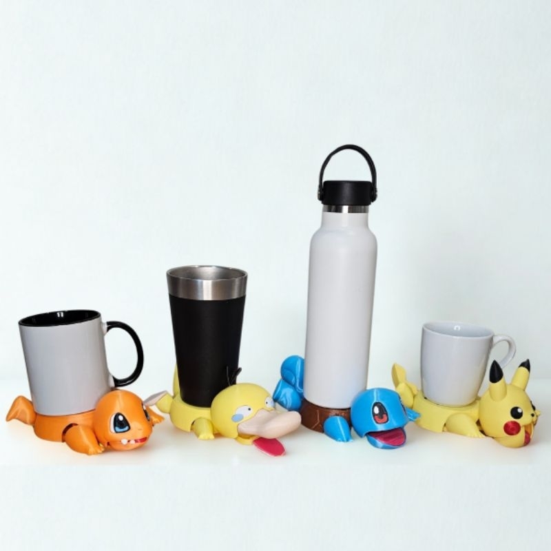 Porta Copo Squirtle Charmander Psyduck Pikachu Pokémon Suporte e Descanso de Copos Latas Canecas