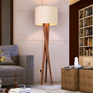 Luminária Abajur Tripé De Chão Paris Com Cúpula E Pés De Madeira Sala De Estar Escritório Decoração em Oferta na Shopee