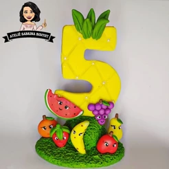 Vela Temática Frutas em Biscuit