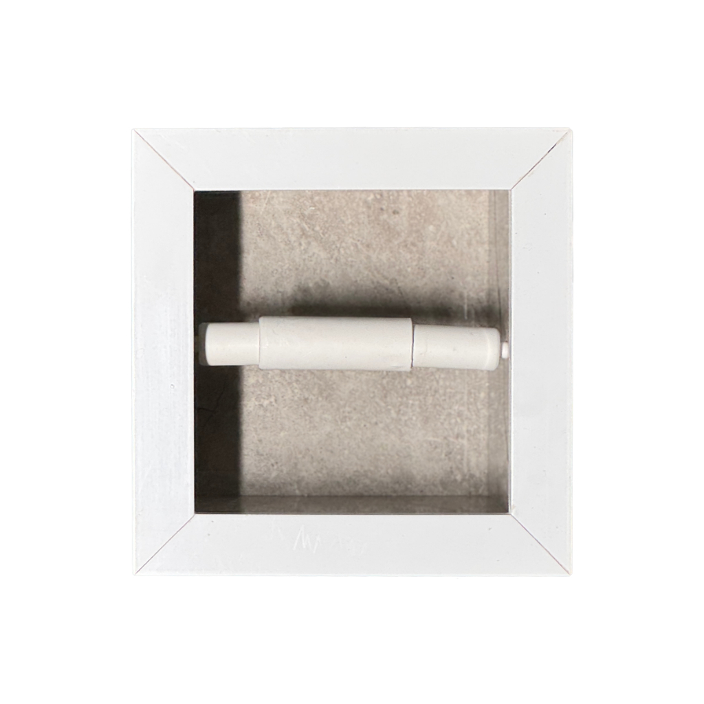 Porta Papel Porcelanato/Cerâmica de Embutir 18x18cm Bordas de Alumínio Cinza Com Rajados Pretos