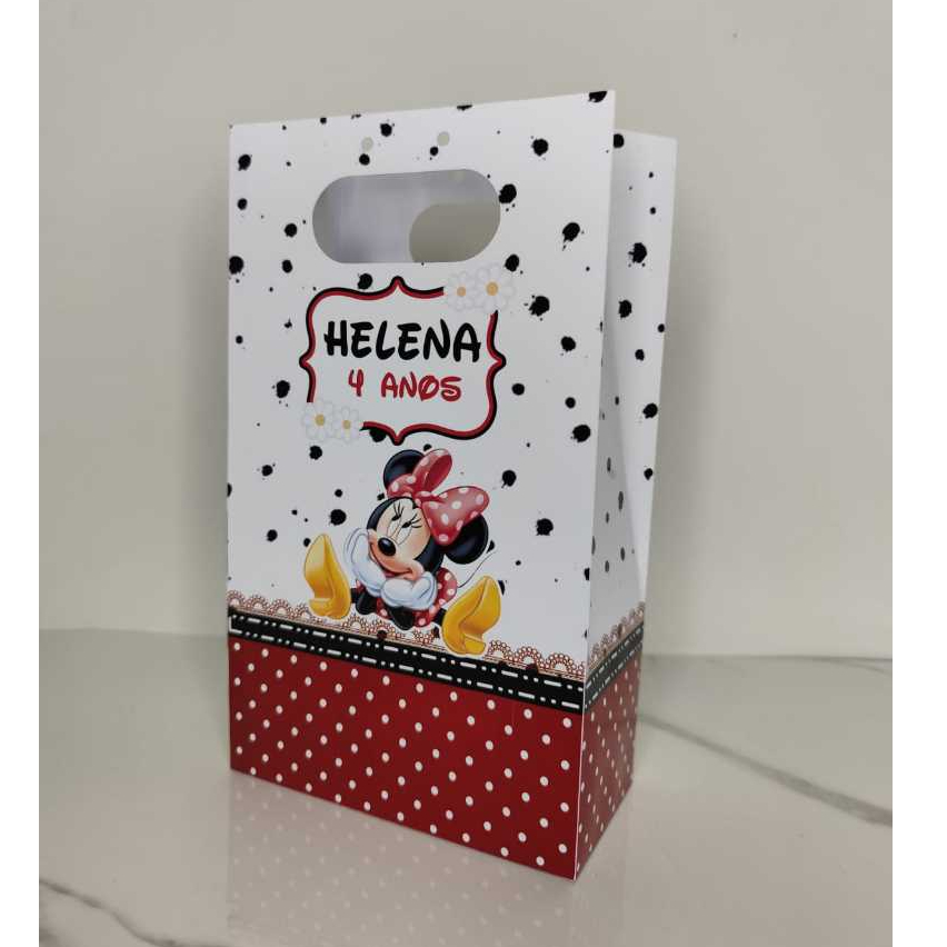 Kit Sacolinha Festa Minnie Vermelha Personalizada - Lembrancinha de Aniversário - Sacolinha Surpresa Minnie.