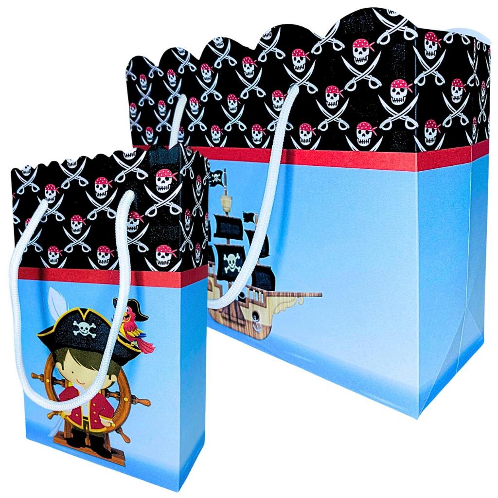 Sacolinha Personalizada Pirata Sacolinhas para Lembrancinha de Aniversário Infantil Sacolas Piratas Navio Bolsa