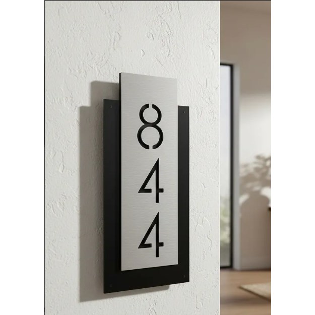 Placa Número Residencial em ACM Preto e Alumínio Escovado Personalizado Placa de Casa Moderna em Oferta na Shopee