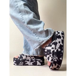 Tamanco Feminino Papete Birken SLIDE Plataforma-ESTAMPA VACA - COW PRINT