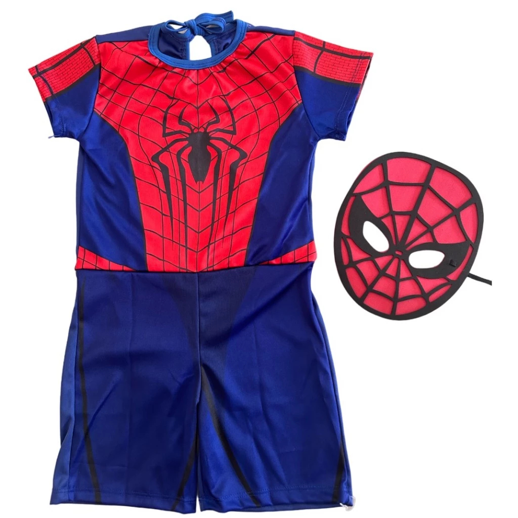 Fantasia Infantil Super Herói Homem Aranha Festa Aniversario Com Máscara em Oferta na Shopee