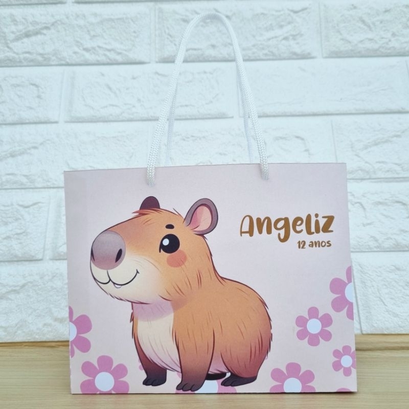 10 Sacolinhas Surpresa Personalizadas (G) CAPIVARA Lembrancinha Festa Infantil Todos os Temas