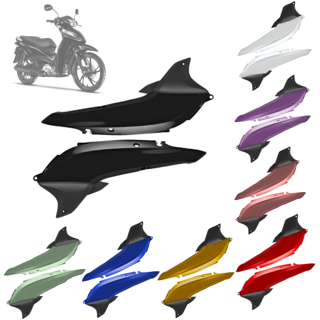 Conjunto Carenagem Lateral Moto Honda Biz 125 Ks Es Ex 2011 A 2017 Tampa e Subtampa Modelo Original