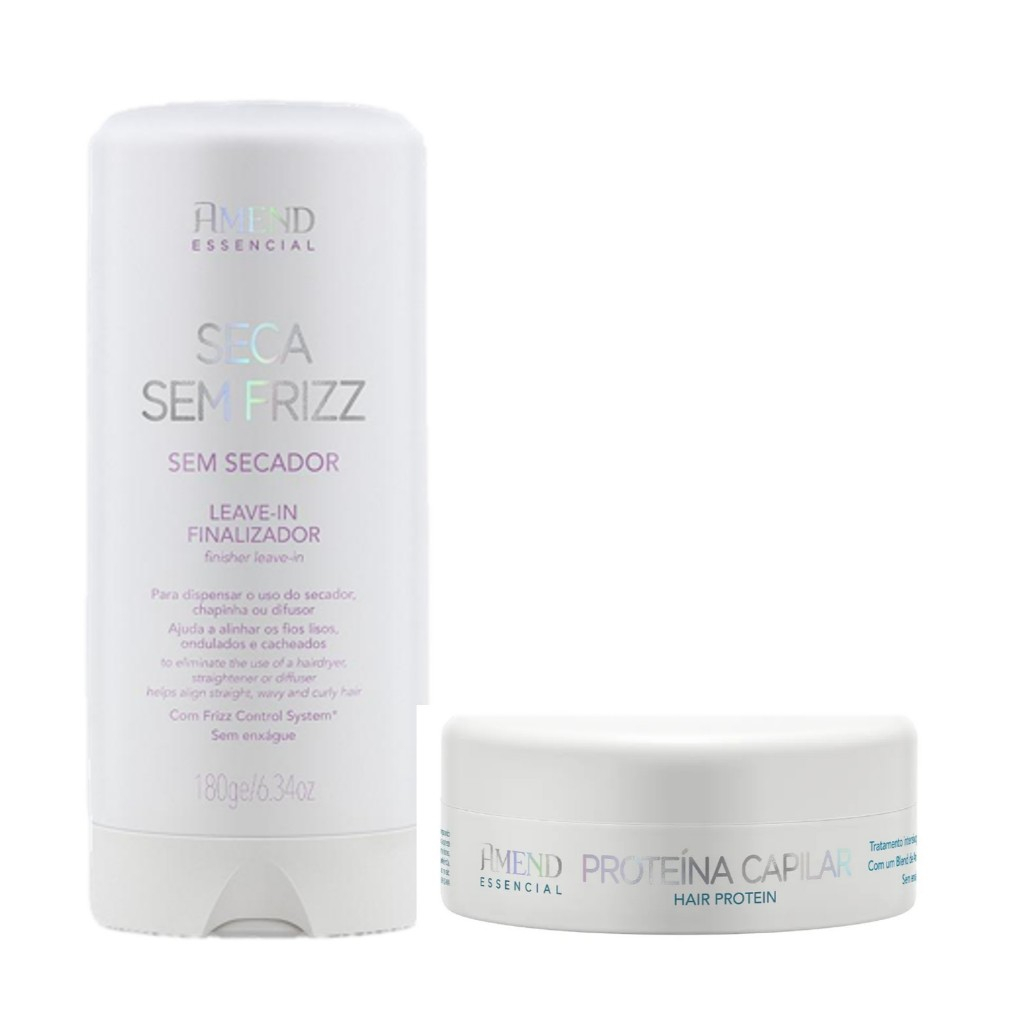 Amend Kit Leave-In Seca Sem Frizz Finalizador 180g + Proteína Capilar Hair Protein 100g