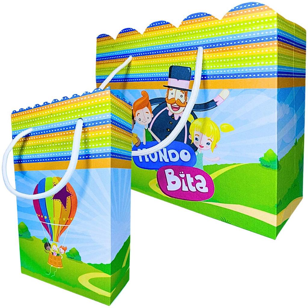 Sacolinha Personalizada Mundo Bita Sacolinha para Lembrancinha de Aniversário Infantil Sacolas Bolsinha Bolsa