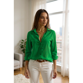 Camisa Feminina Social Manga Comprida Lisa Casual Camisete Primavera Verao em Oferta na Shopee