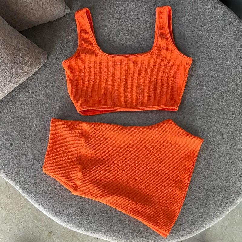 conjunto de short e top canelado VERÃO para treino e academia bermuda de crossfit e praia premium — imagem 1
