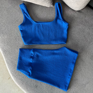 conjunto canelado de short e top VERÃO para treino e academia bermuda de crossfit e praia premium em Oferta na Shopee