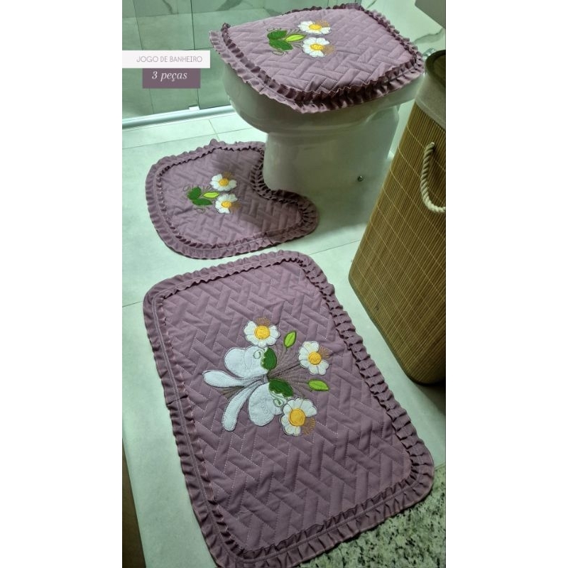 Jogo De Banheiro 3 Peças Matelado em Oferta na Shopee