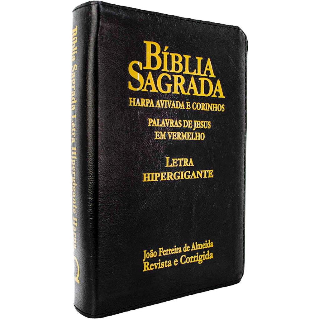 Bíblia Sagrada Letra Hipergigante Rc - Harpa E Corinhos Palavras de Jesus em Vermelho Zíper Preta em Oferta na Shopee