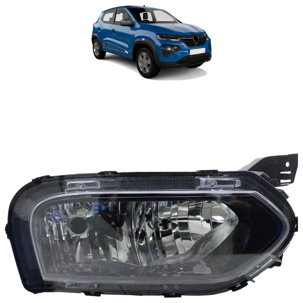 Farol Dianteiro Inferior Kwid 2022 2023 2024 Máscara Negra Lente Lisa Acrilico em Oferta na Shopee