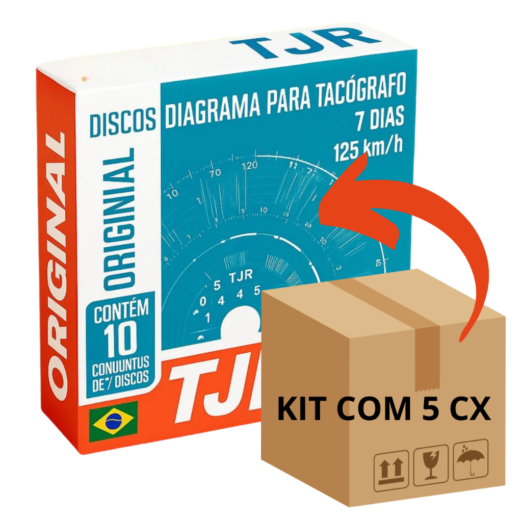 Kit 5 Cx Disco Tacografo Semanal 125 Km Caixa 350 Discos