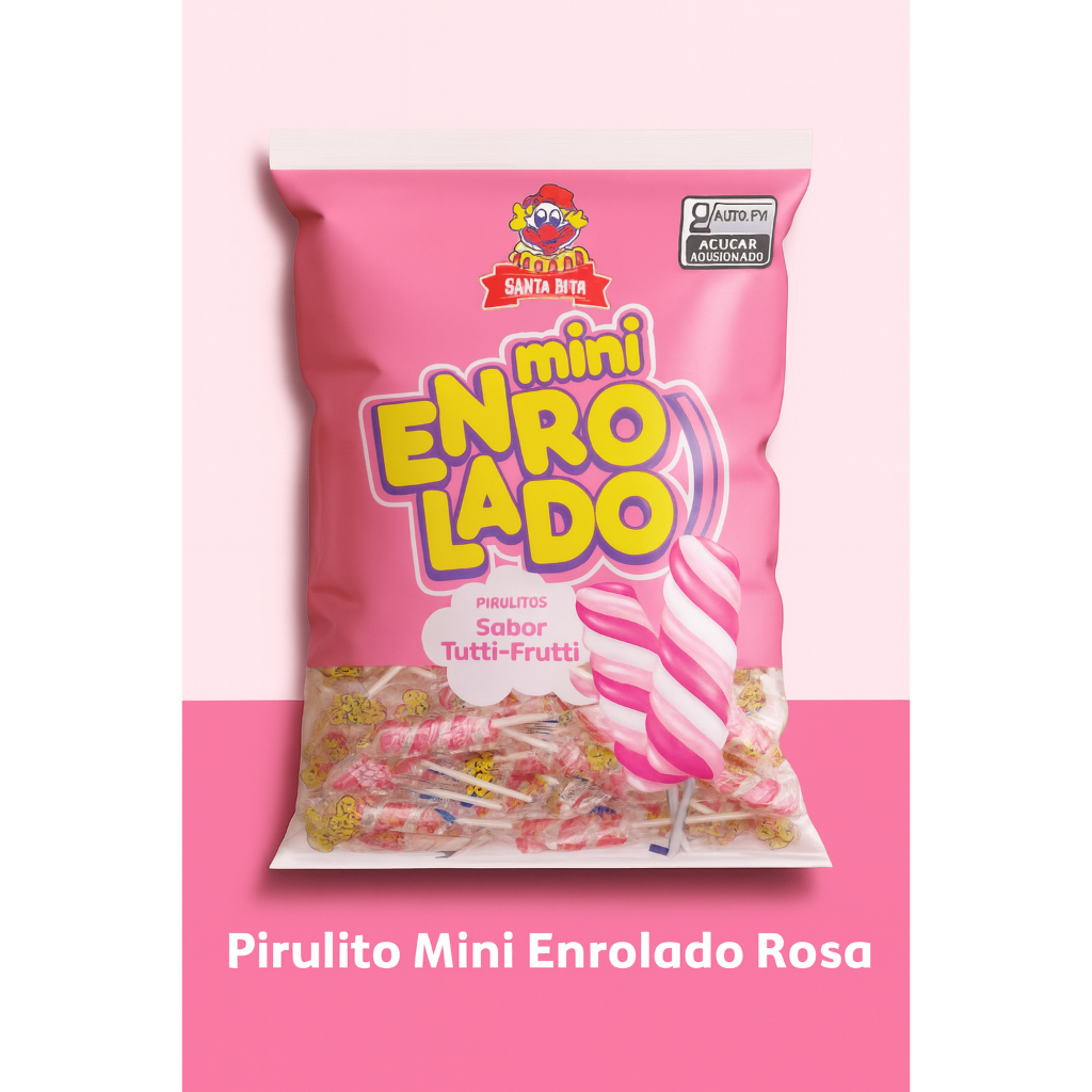 Mini Pirulito Rabinho Enrolado Rosa 300g Santa Rita
