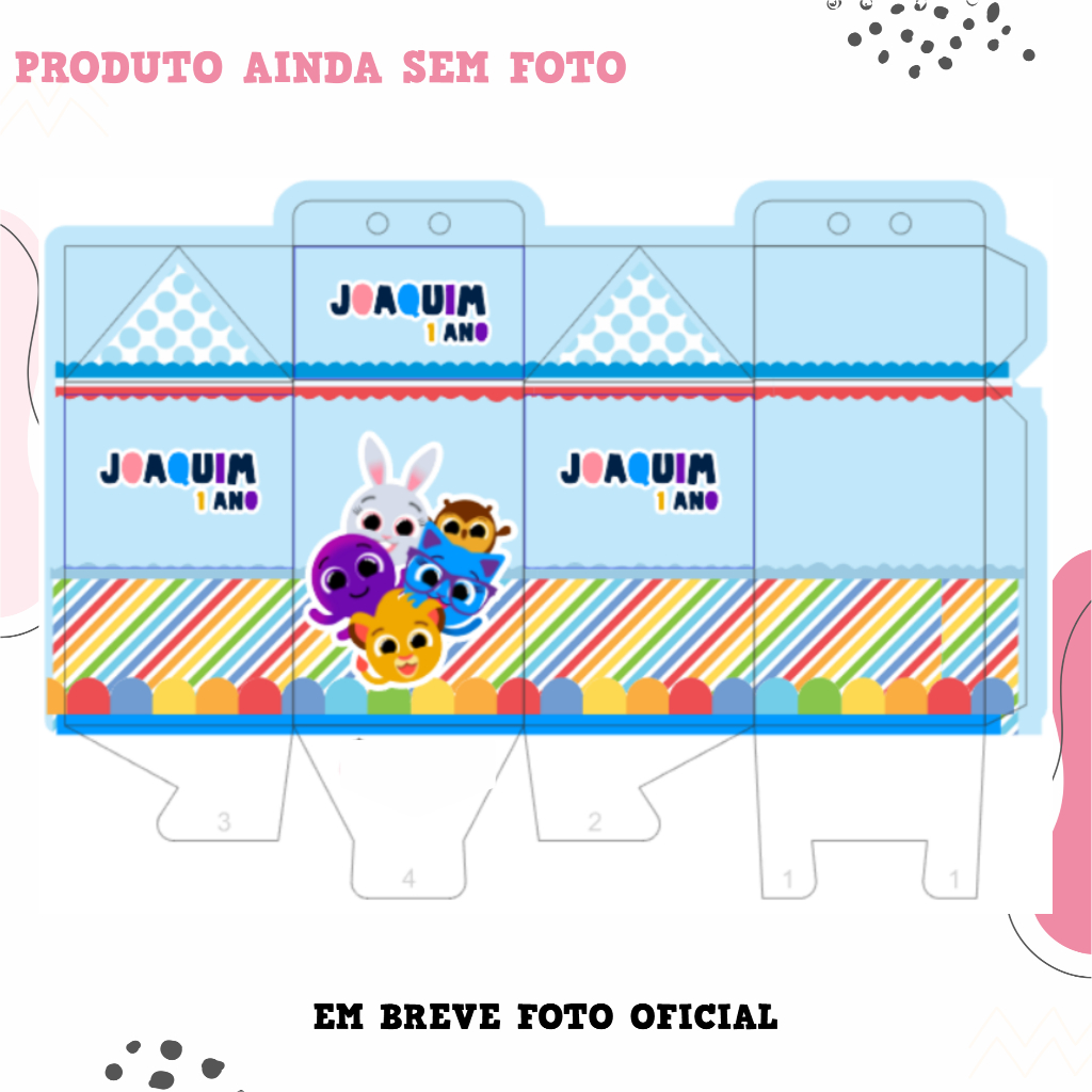 PEGUE E MONTE Kit Festa Bolofofo Azul Personalizado | Caixinhas | Lembrancinha | Aniversário Infantil
