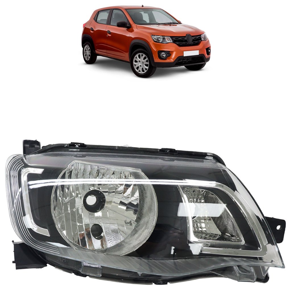 Farol Dianteiro Kwid 2017 2018 2019 2020 2021 2022 Máscara Negra Foco Simples