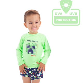 Conjunto Infantil Moda Praia e Piscina Menino com proteção UV camiseta + sunga Masculino 1/2/3/4 em Oferta na Shopee