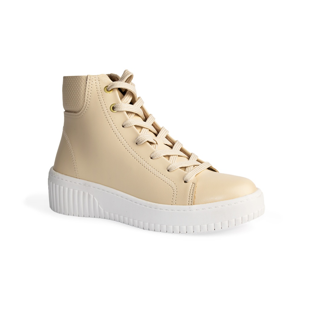 Tênis Beira Rio Feminino Cano Alto Original Conforto 4316 Creme