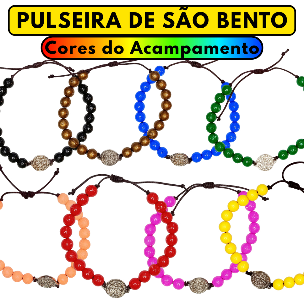 Pulseira de São Bento Dezena Católica Escolha A Cor Religiosa Medalha Fé Presente Proteção Unissex