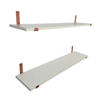 Kit 2 Prateleiras Industriais Branca 60x20cm C/ Mão Francesa Rose Gold em Oferta na Shopee