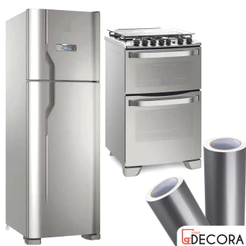 Adesivo Película Prata Vinil Tipo Inox p/ Envelopar Geladeira Fogão Móveis