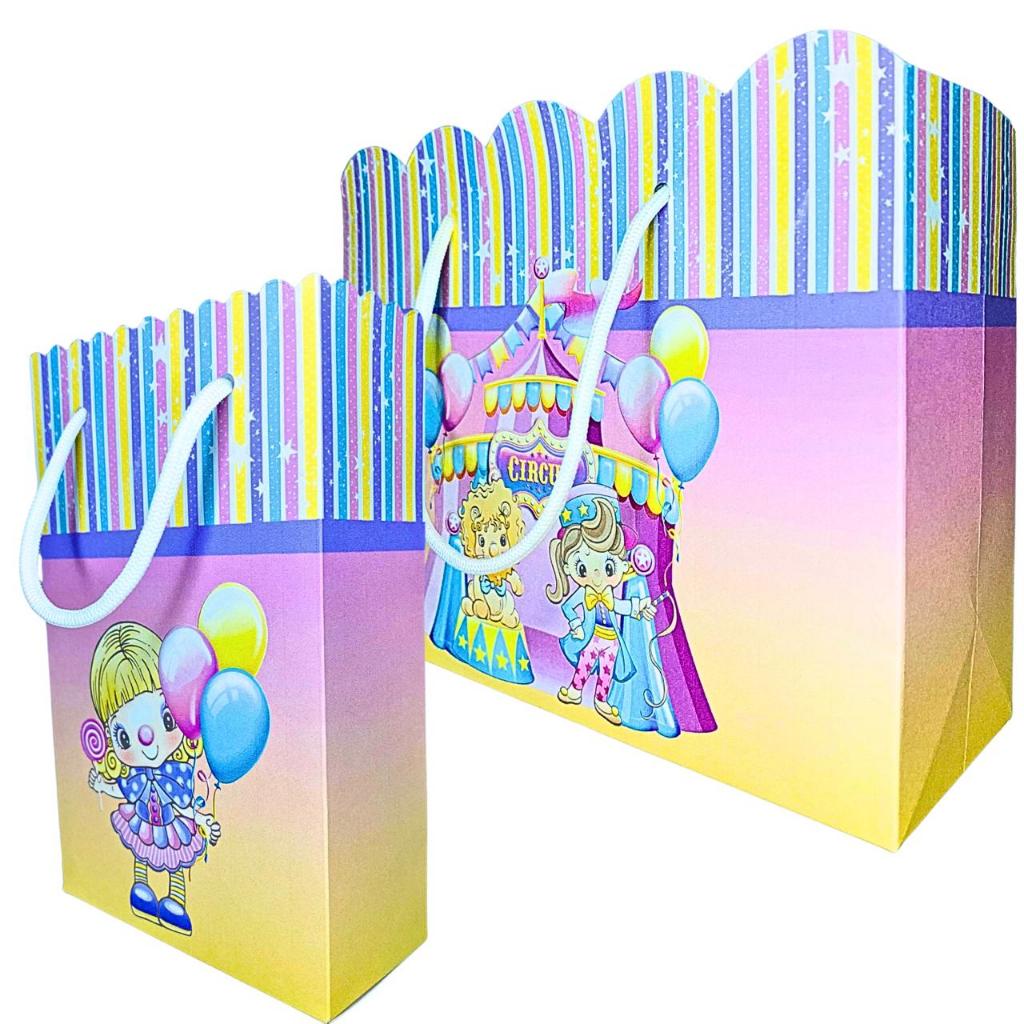 Sacolinha Personalizada Circo Menina Candy Sacolinhas para Lembrancinha de Aniversário Infantil Sacolas Bolsa