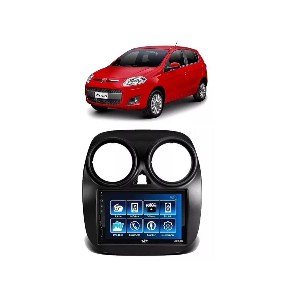 Kit Multimídia Palio Attractive 2012 / 2017 Mp5 2din Bt Usb Fm Leitor SD
