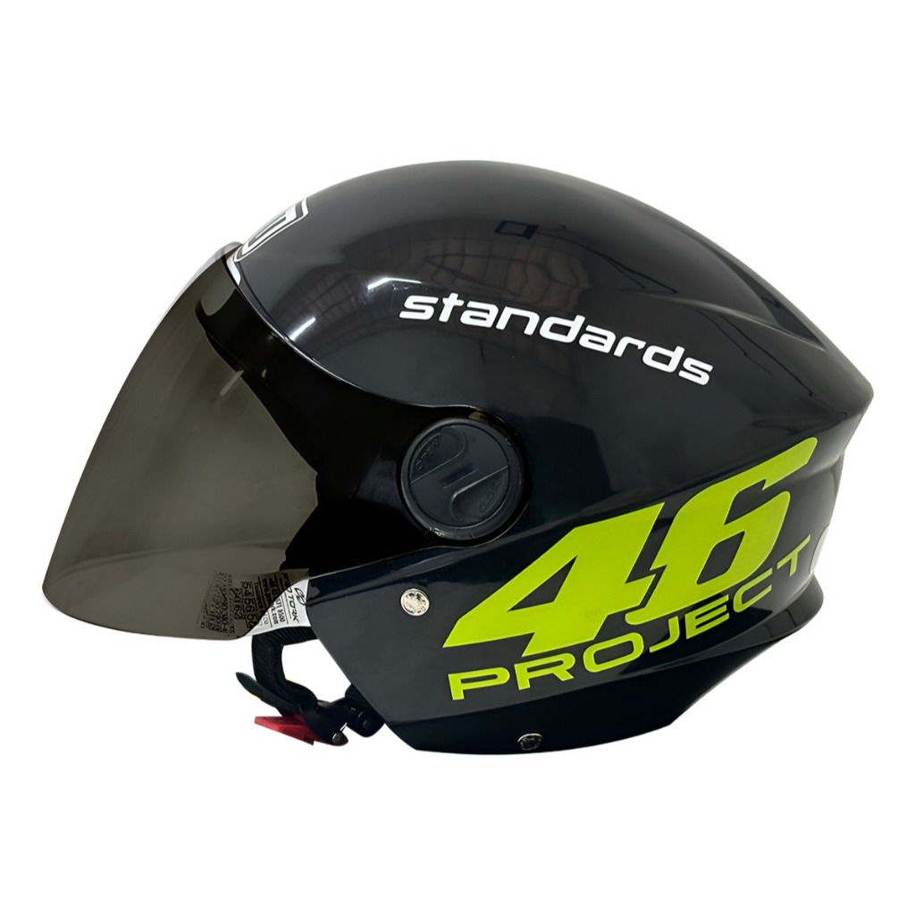 Capacete Aberto Personalizado New Liberty Three - Project 46 Preto Brilhante Com Viseira Fumê
